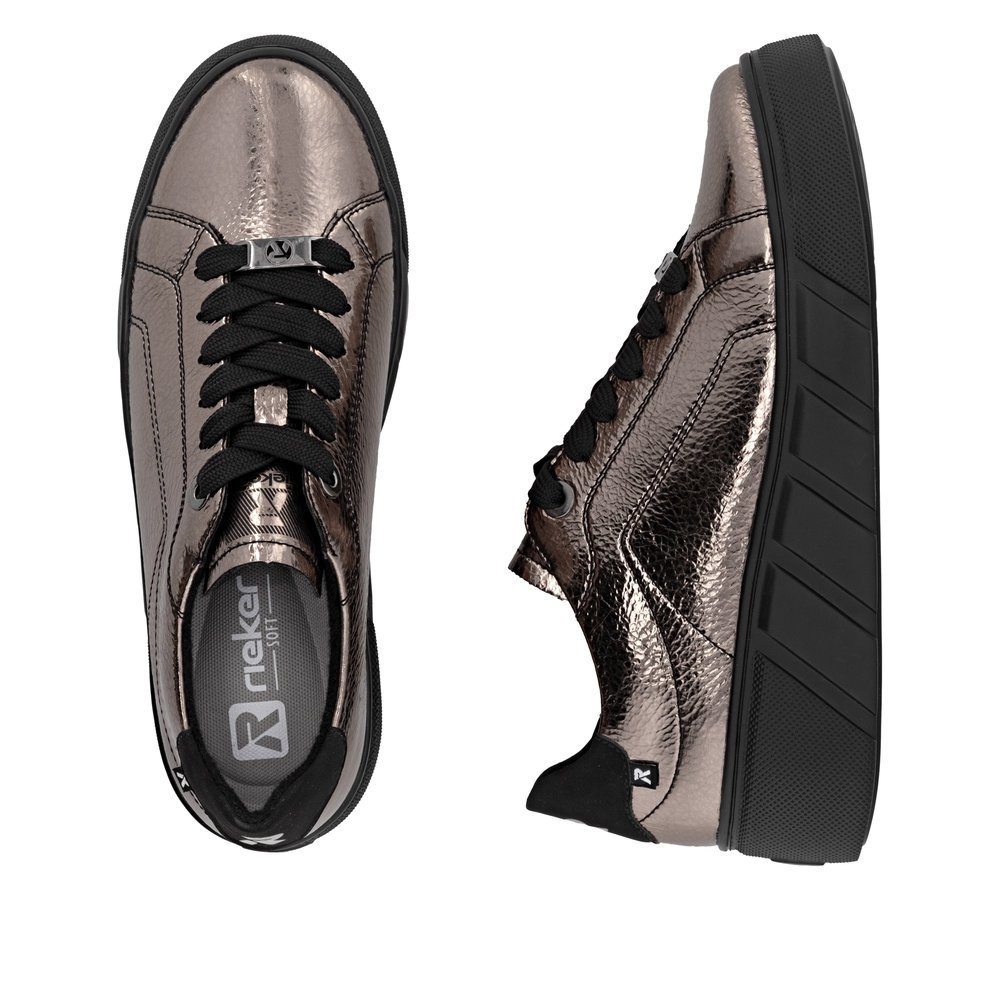 Rieker W2601-91 Ανατομικά Δερμάτινα Sneaker Μπρονζέ