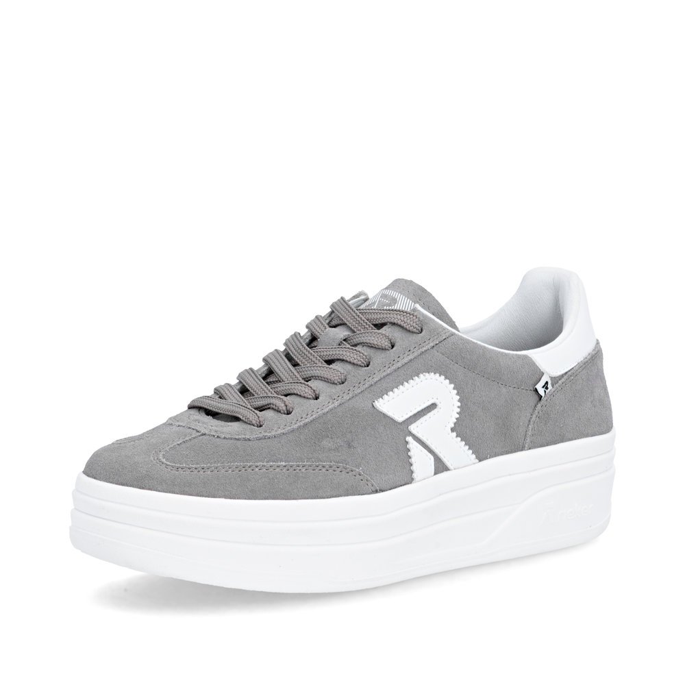 Rieker W3700-40 Ανατομικό Δερμάτινο Sneaker Γρι