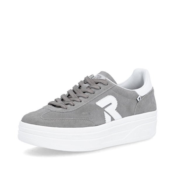 Rieker W3700-40 Ανατομικό Δερμάτινο Sneaker Γρι