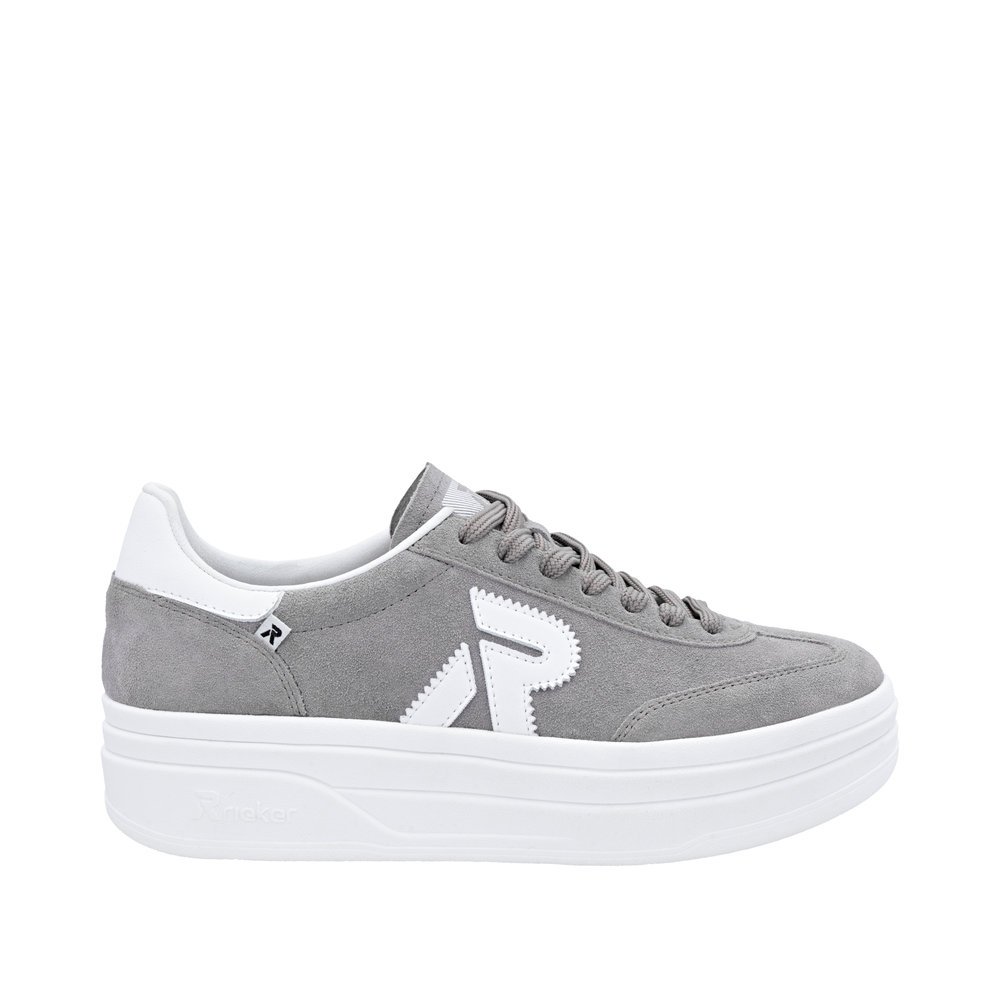 Rieker W3700-40 Ανατομικό Δερμάτινο Sneaker Γρι
