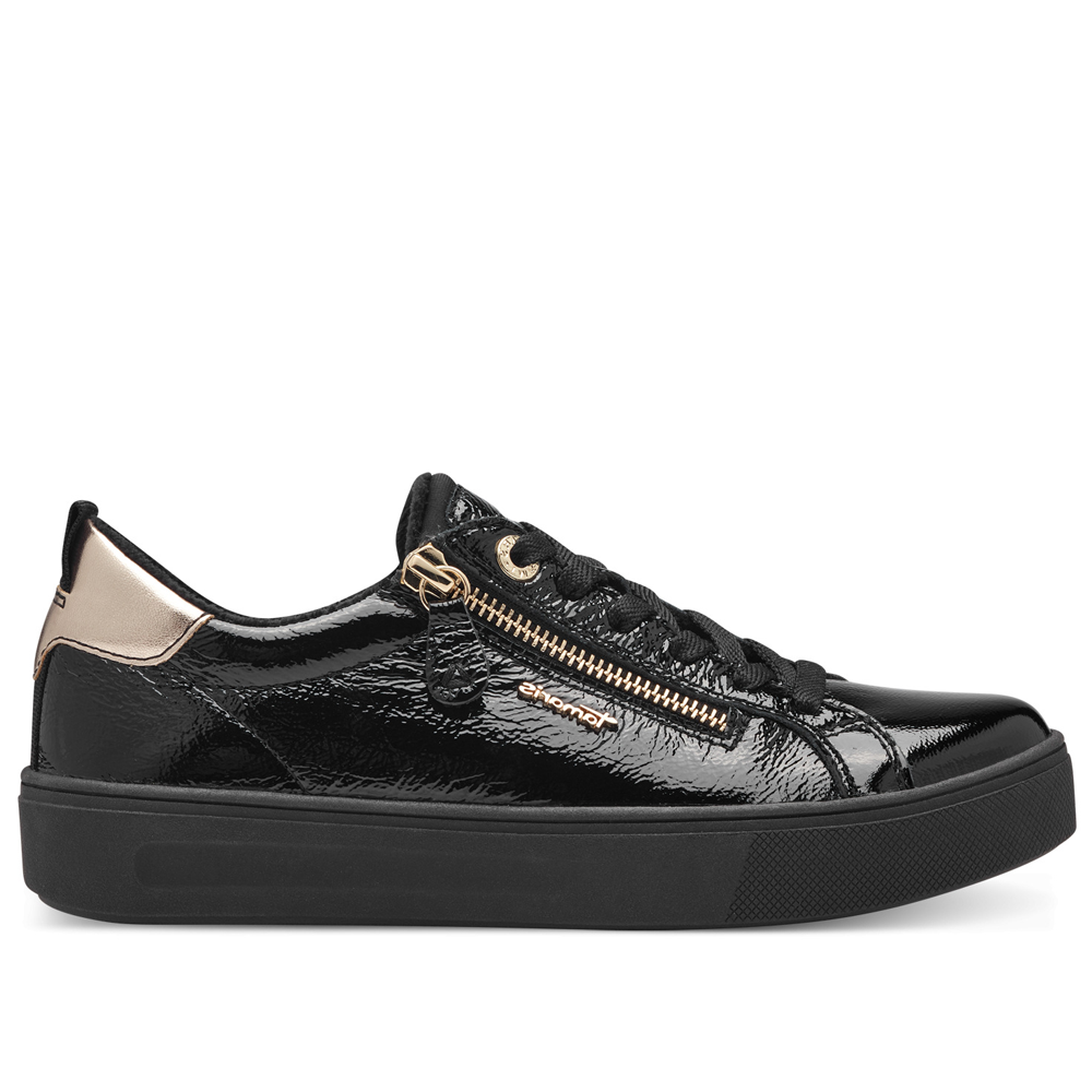 Tamaris 53707-42-018 Ανατομικό Δερμάτινο Sneaker Μαύρο