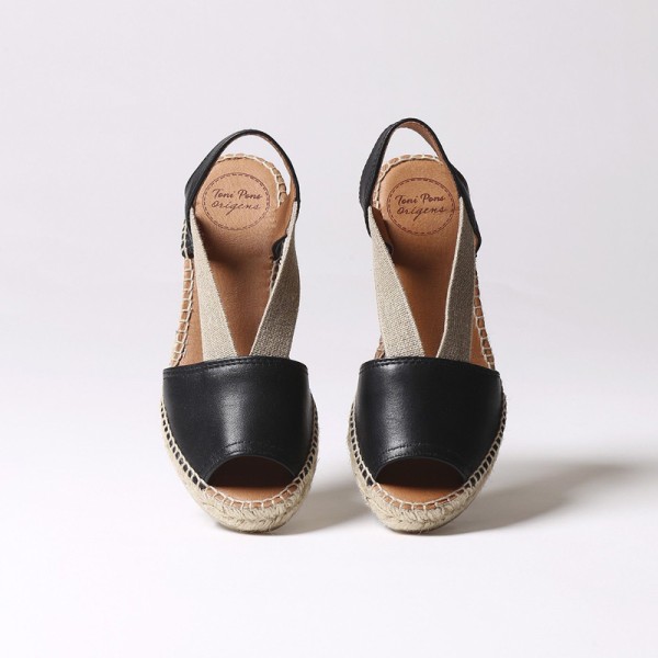 Toni Pons Teide-01 Leather Black Wedges 6cm Toni Pons Teide-01 Leather Black Wedges 6cm