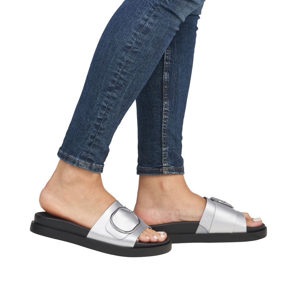 Rieker W1453-90 Ανατομικό Πέδιλο Ασημί 3cm φωτογραφία