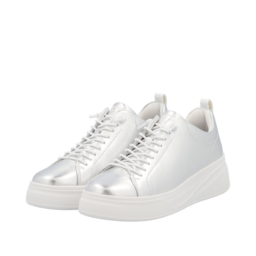 Rieker W2301-90 Ανατομικά Δερμάτινα Sneaker Ασημί φωτογραφία