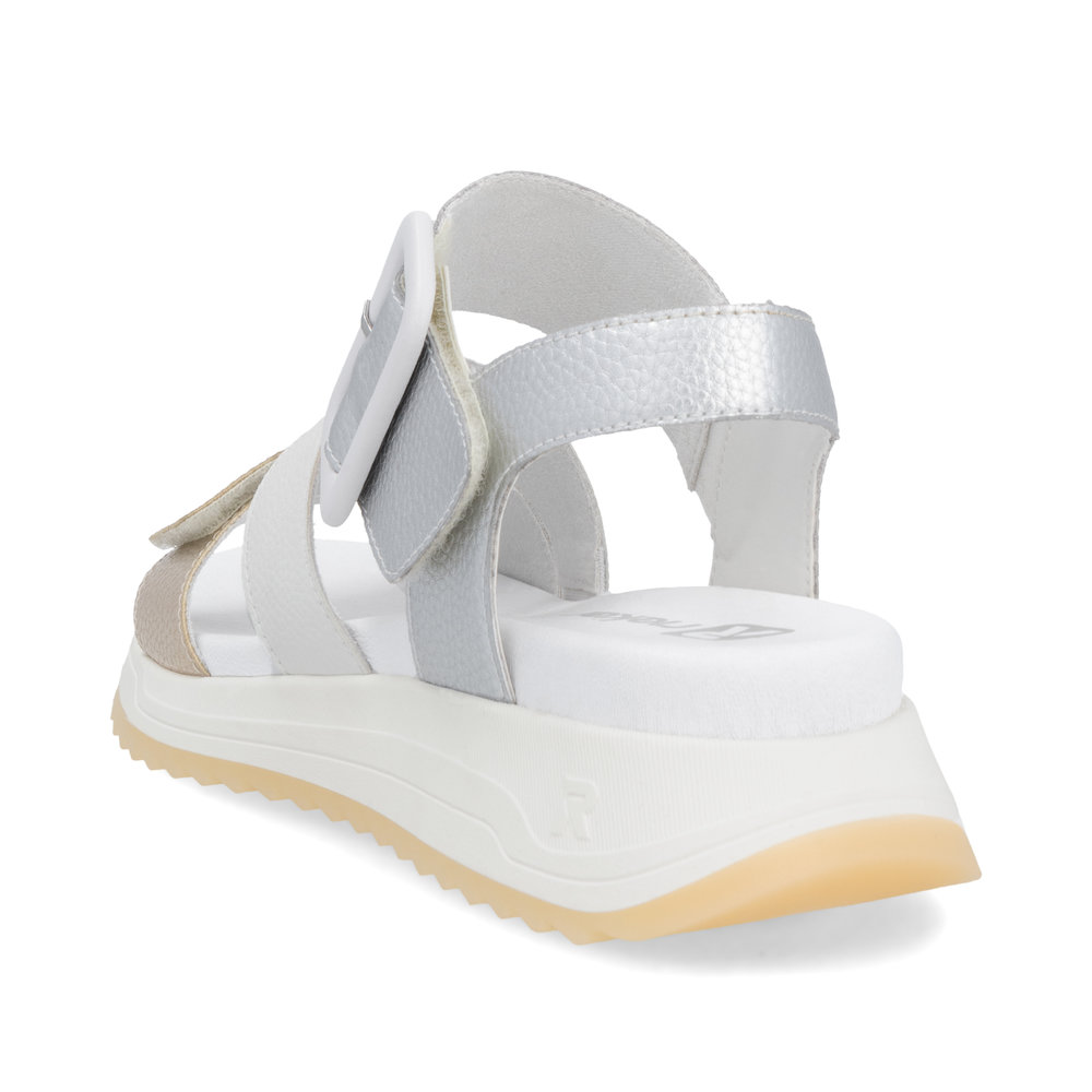 Rieker W2950-90 Ανατομικό Δερμάτινο Πέδιλο Ασημί Χρυσό 3,5cm φωτογραφία