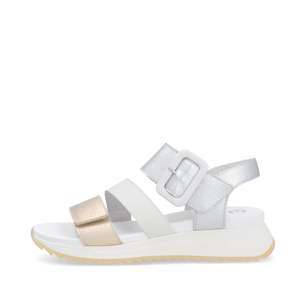 Rieker W2950-90 Ανατομικό Δερμάτινο Πέδιλο Ασημί Χρυσό 3,5cm φωτογραφία