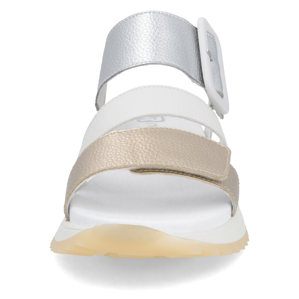 Rieker W2950-90 Ανατομικό Δερμάτινο Πέδιλο Ασημί Χρυσό 3,5cm φωτογραφία