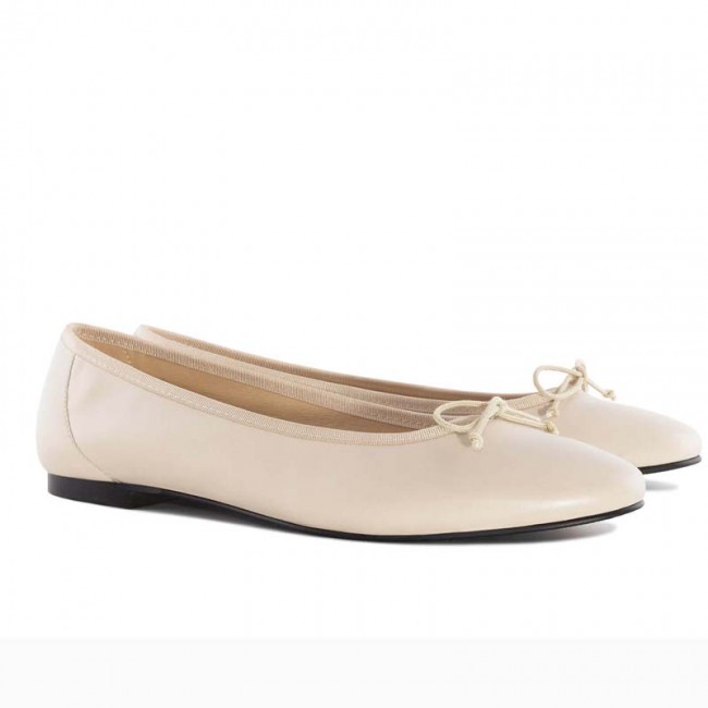 Andres Machado MARTA-13 Δερμάτινη Μπαλαρίνα Μπεζ φωτογραφία