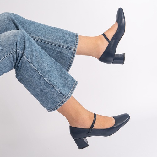 Andres Machado Paris-18 Δερμάτινη Γόβα Μπλε 5cm φωτογραφία