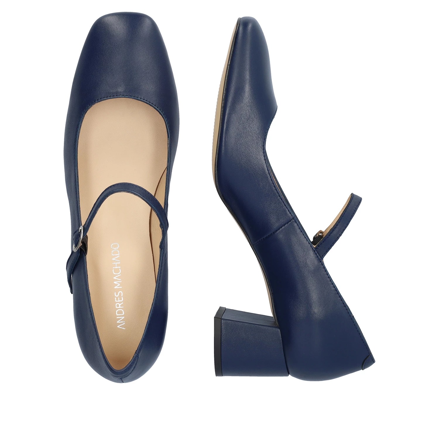 Andres Machado Paris-18 Δερμάτινη Γόβα Μπλε 5cm φωτογραφία