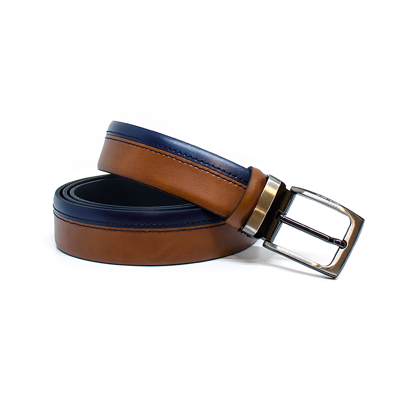 Bigshoes Bigshoes 61/360 Δερμάτινη Ζώνη Ταμπά/Μπλε