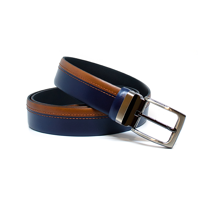 Bigshoes Bigshoes 60/360 Δερμάτινη Ζώνη Μπλε/Ταμπά