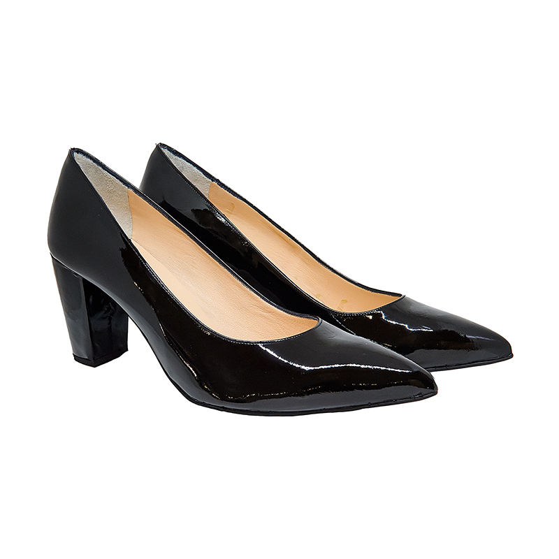 Bigshoes Bigshoes MX9121-01L Δερμάτινη Γόβα Μαύρη 8cm