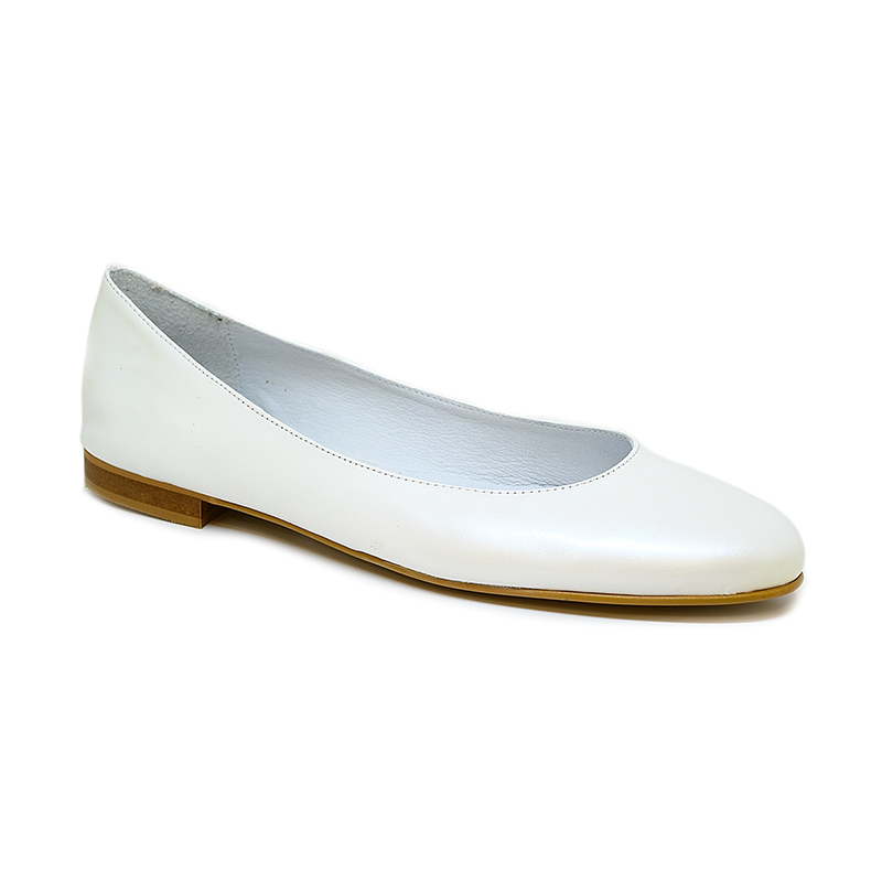 Bigshoes Bigshoes GA1132-02 Δερμάτινη Μπαλαρίνα Πέρλα Λευκή