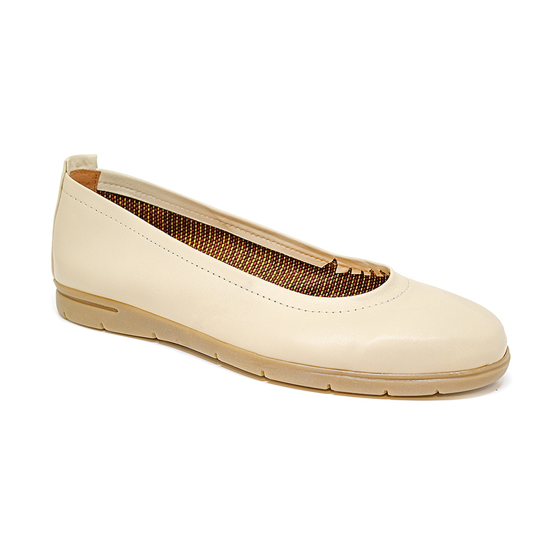 Bigshoes Bigshoes GA1133/C-13 Ανατομική Δερμάτινη Μπαλαρίνα Μπεζ