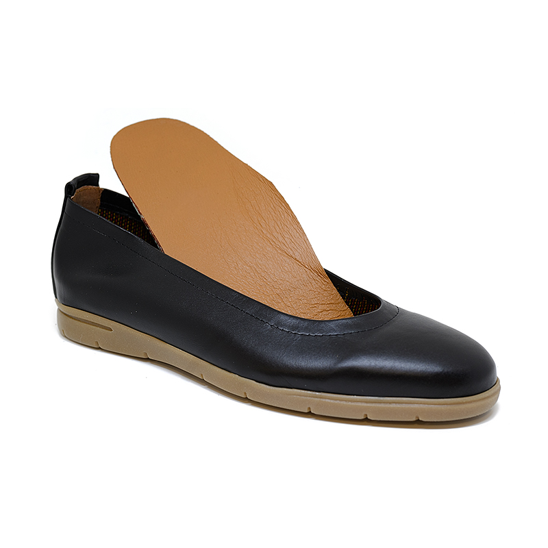 Bigshoes GA1133/C-01 Ανατομική Δερμάτινη Μπαλαρίνα Μαύρη φωτογραφία