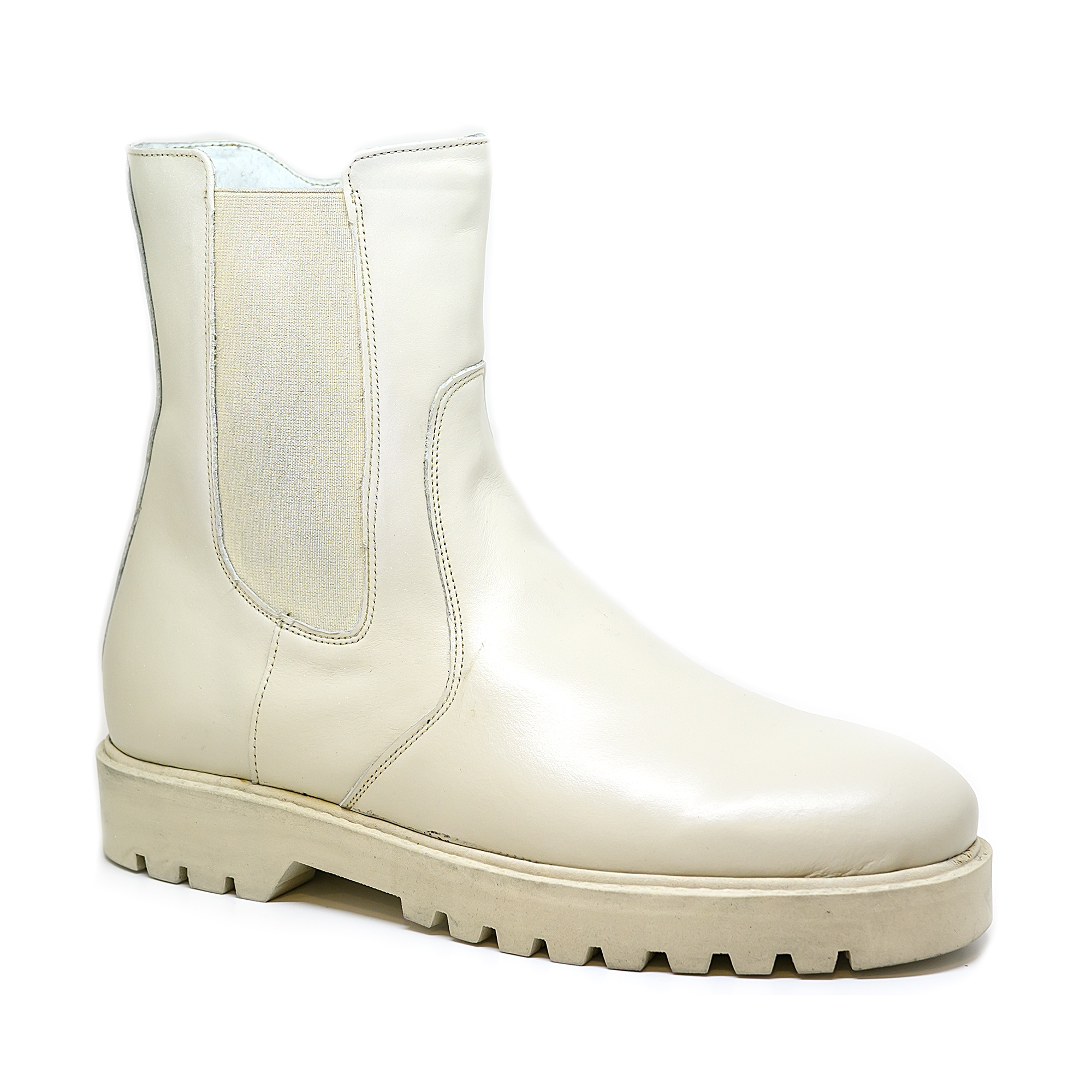 Bigshoes Big Shoes KL10255-02 Δερμάτινο Μποτάκι Ιβουάρ