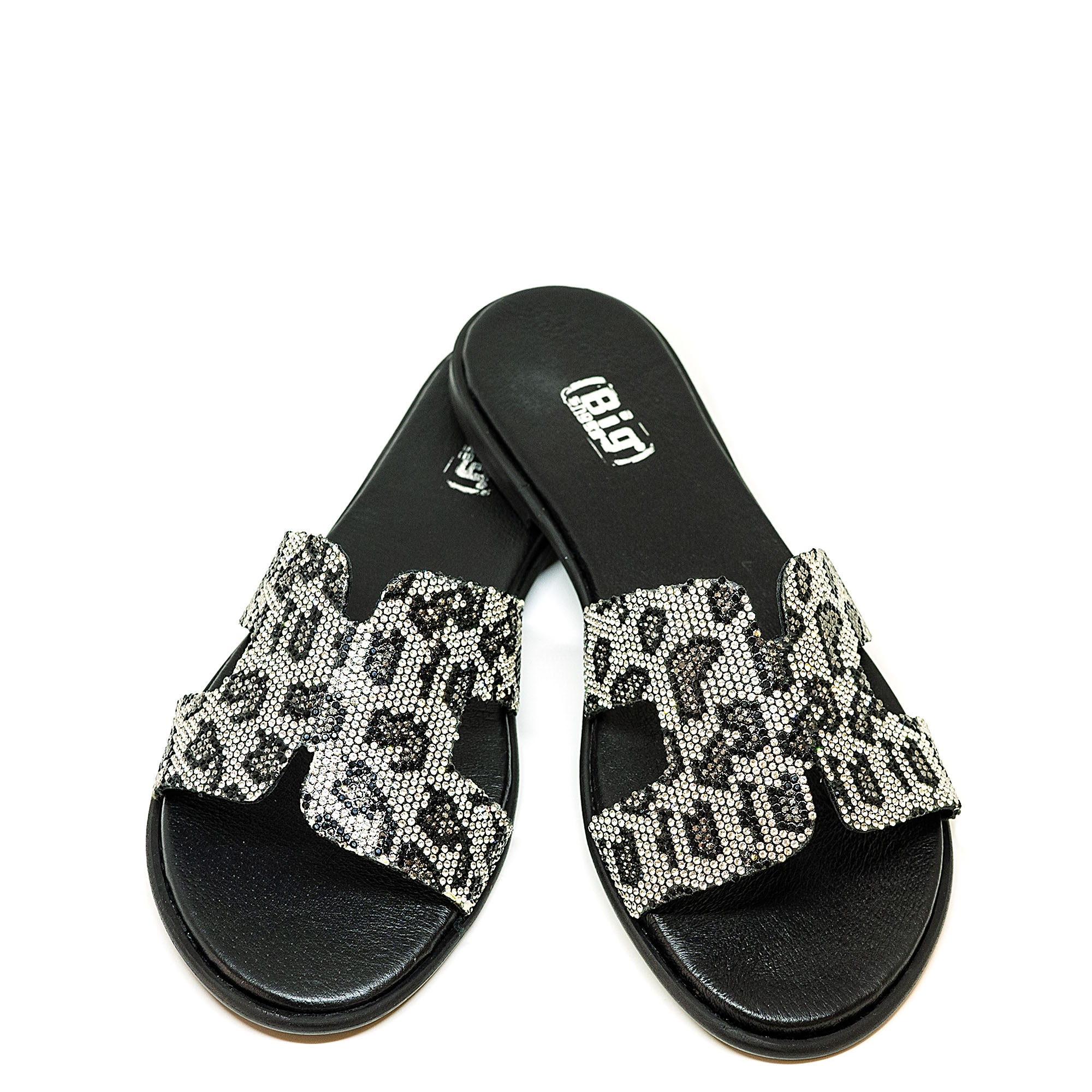 Bigshoes GA0209-04 Δερμάτινo Σανδάλι Μαύρο Ασημί φωτογραφία