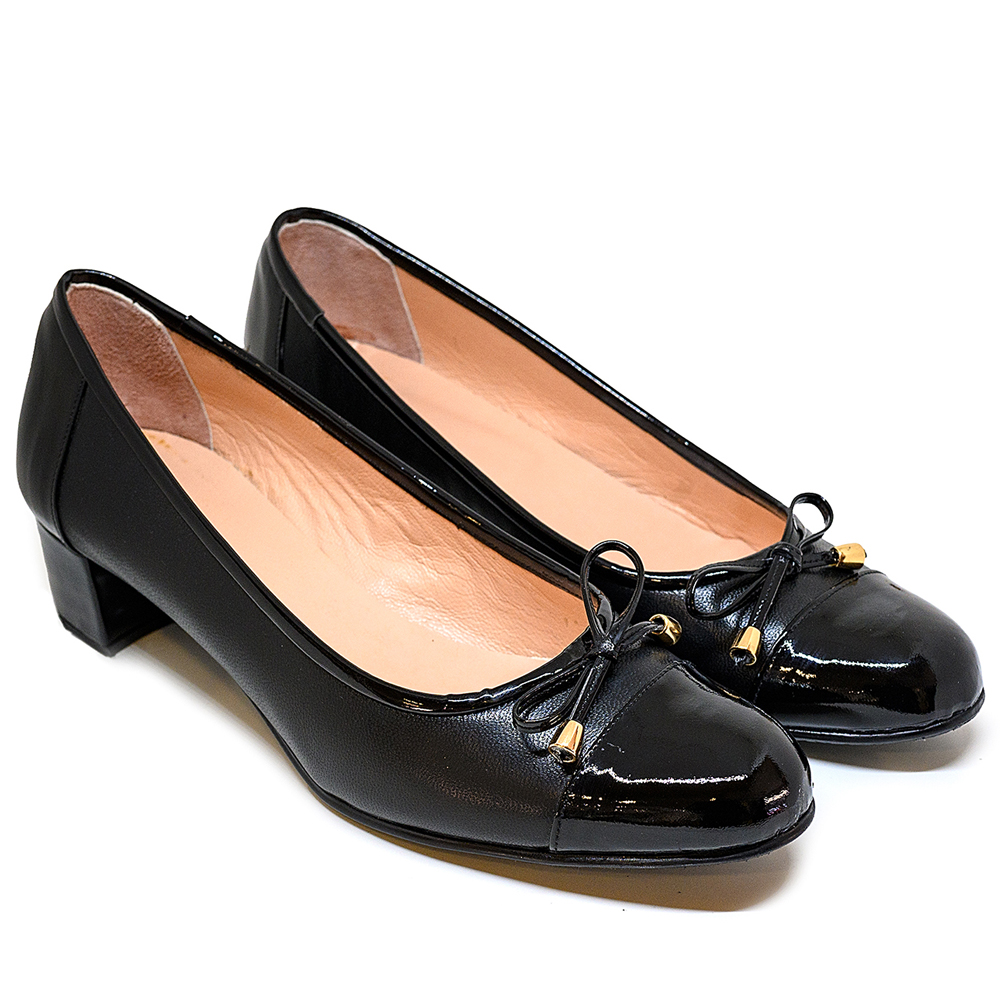 Bigshoes MX1627-01 Δερμάτινη Γόβα Μαύρη 5cm φωτογραφία