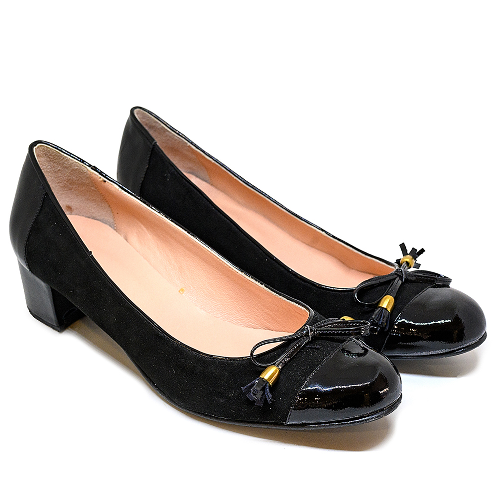 Bigshoes MX1627-01ca Δερμάτινη Γόβα Μαύρη 5cm φωτογραφία