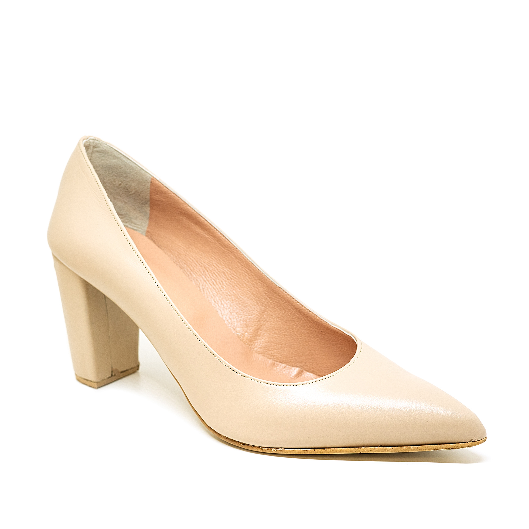 Bigshoes MX9121-13 Δερμάτινη Γόβα Μπεζ 8cm φωτογραφία