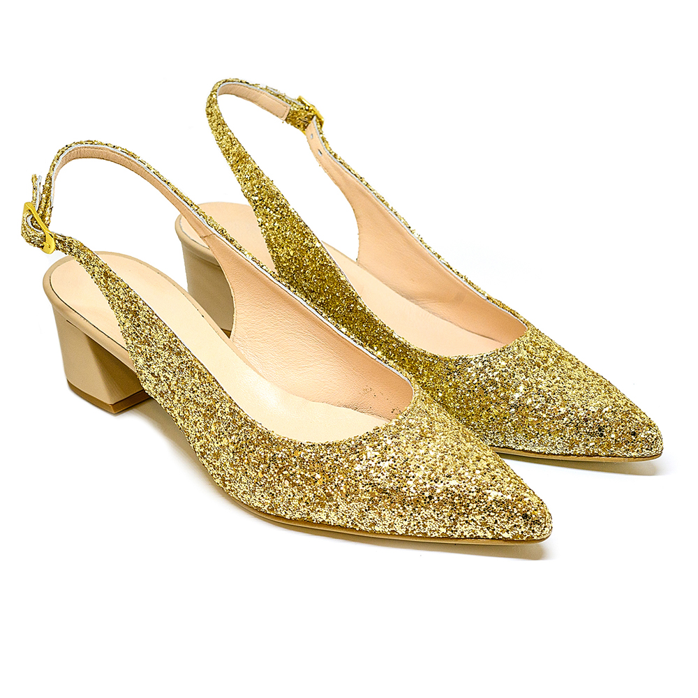 Bigshoes MX9123-06GL Δερμάτινη Γόβα Χρυσό 5.5cm φωτογραφία