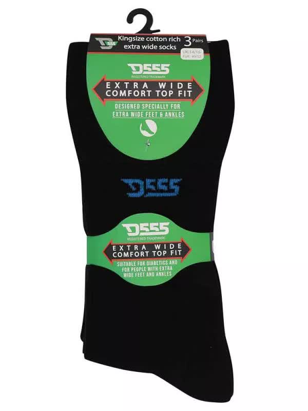 D555 Harold 931400 Extra Wide Comfort 3pack Κάλτσες Μαύρες φωτογραφία
