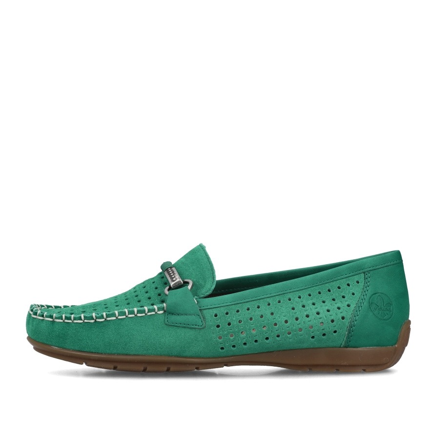 Rieker 40253-54 Ανατομικό Δερμάτινο Μοκασίνι Πράσινο φωτογραφία