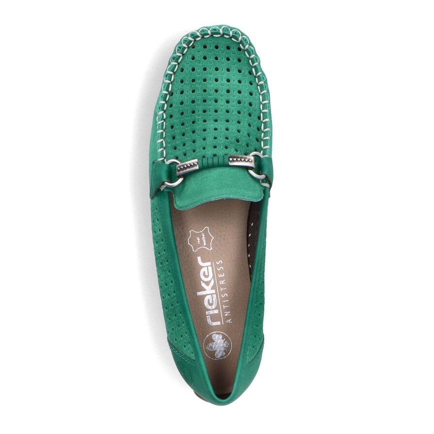 Rieker 40253-54 Ανατομικό Δερμάτινο Μοκασίνι Πράσινο φωτογραφία
