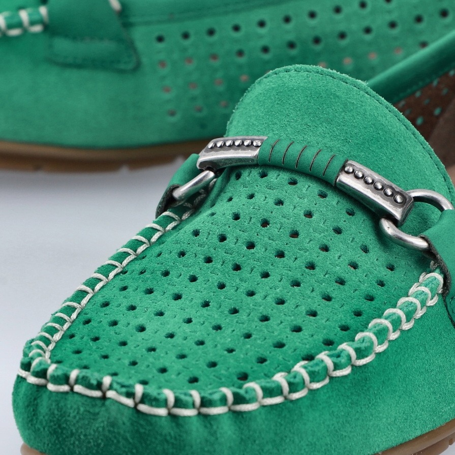 Rieker 40253-54 Ανατομικό Δερμάτινο Μοκασίνι Πράσινο φωτογραφία