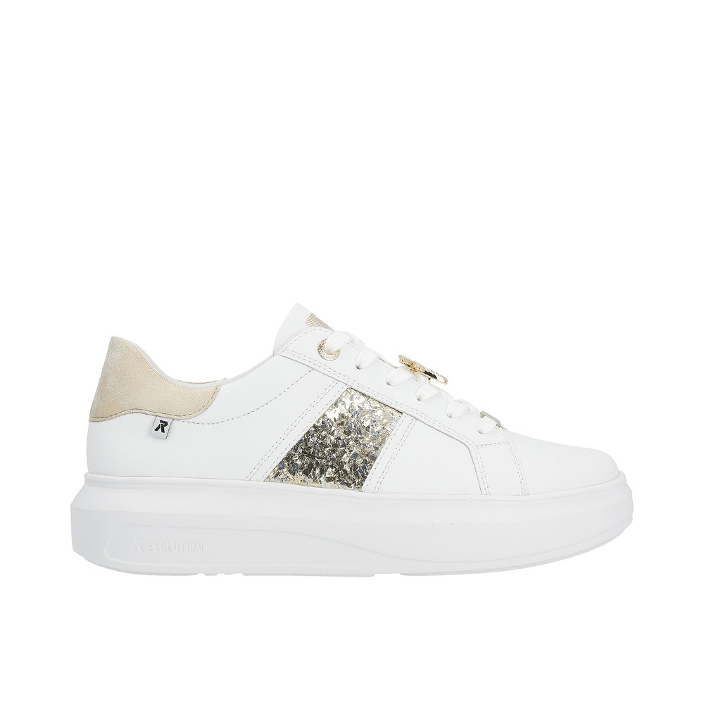 Rieker_Revolution Rieker W1202-82 Ανατομικό Δερμάτινο Sneaker Λευκό