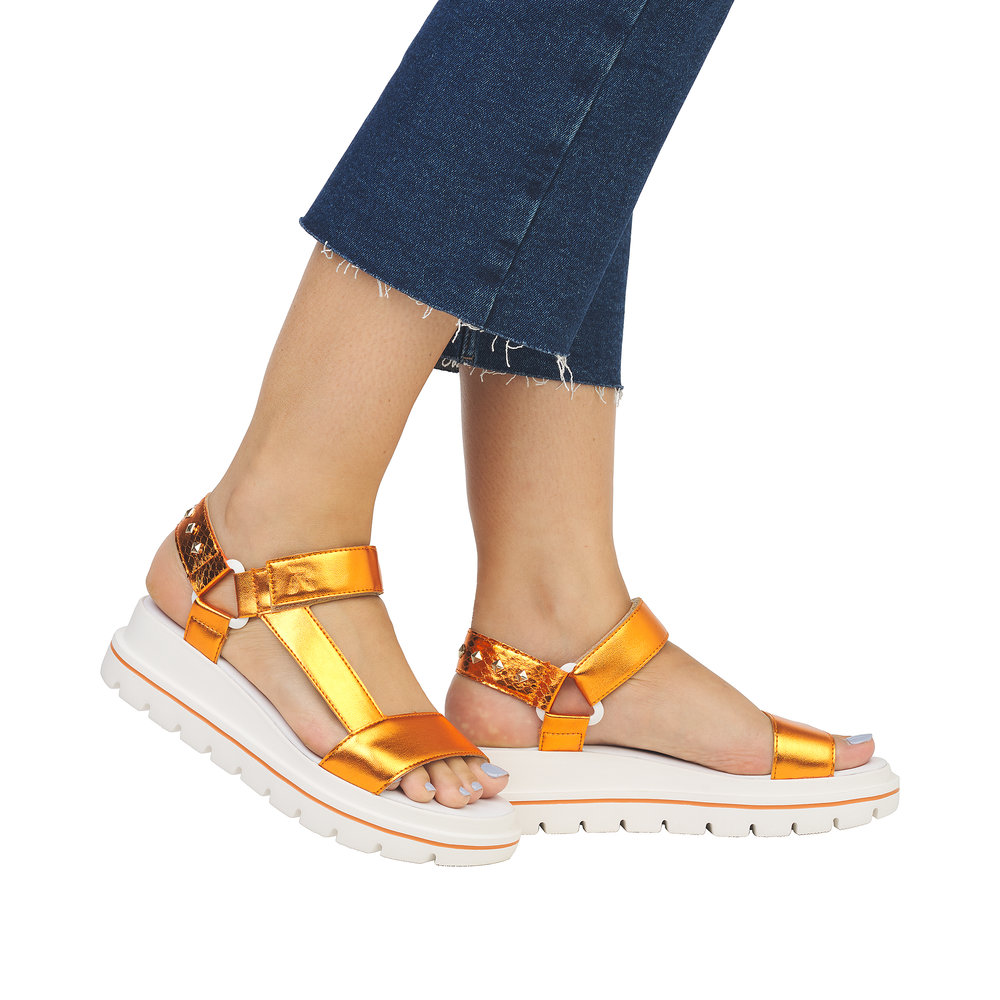 Rieker W1651-38 Ανατομικό Δερμάτινο Πέδιλο Ταμπά 5cm φωτογραφία